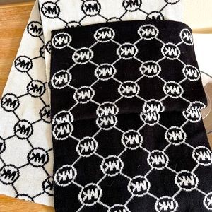 Michael by Michael Kors Infinity Scarf MK Logo Reversible Black & White Acrylic